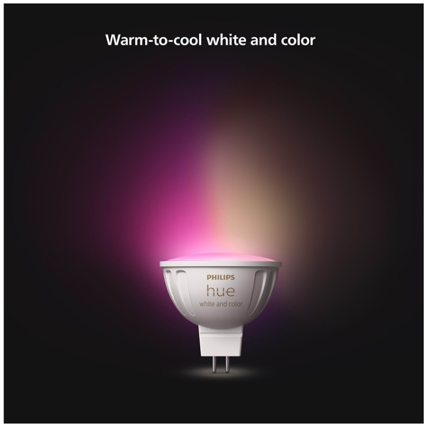 Комплект от 4 LED RGBW крушки с възможност за димиране Philips Hue WHITE AND COLOR AMBIANCE GU5,3/MR16/6,3W/12V 2000-6500K