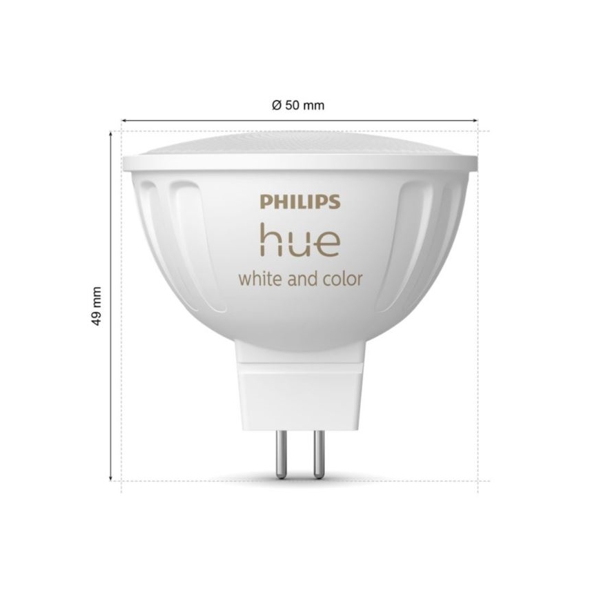 Комплект от 4 LED RGBW крушки с възможност за димиране Philips Hue WHITE AND COLOR AMBIANCE GU5,3/MR16/6,3W/12V 2000-6500K