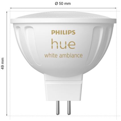 Комплект от 4 димируеми LED крушки Philips Hue WHITE AMBIANCE GU5,3/MR16/5,1W/12V 2200-6500K