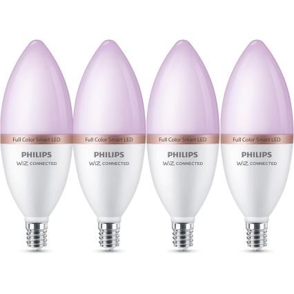 Комплект от 4 LED RGB димируеми крушки Philips SMART C37 E14/4,9W/230V 2200-6500K