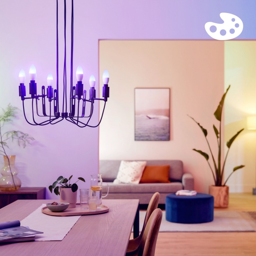 Комплект от 4 LED RGB димируеми крушки Philips SMART C37 E14/5W/230V 2200-6500K