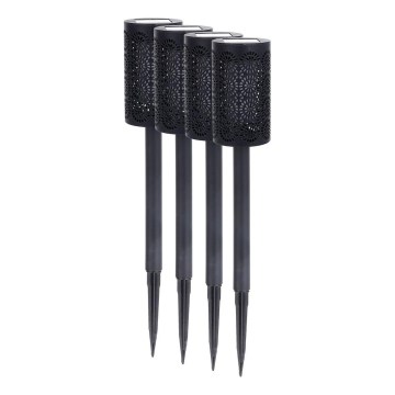 Комплект от 4 LED соларни лампи DECOR LED, 1,2 V, 150 mAh, 3000 K, 39 см, IP44, черни