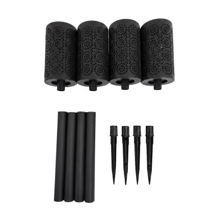 Комплект от 4 LED соларни лампи DECOR LED, 1,2 V, 150 mAh, 3000 K, 39 см, IP44, черни