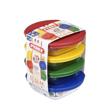 Комплект от 4 стъклени контейнера за храна PYREX, 0,3 л