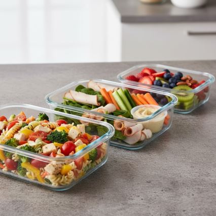 Комплект от 4 кутии за храна, прозрачни/в цвят мента