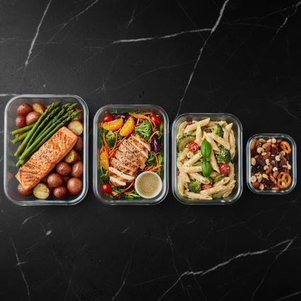 Комплект от 4 кутии за храна, прозрачни/в цвят мента