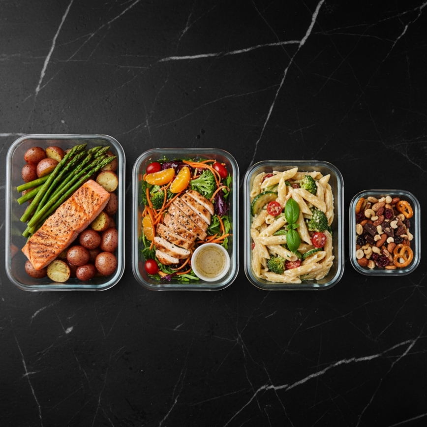 Комплект от 4 кутии за храна, прозрачни/в цвят мента