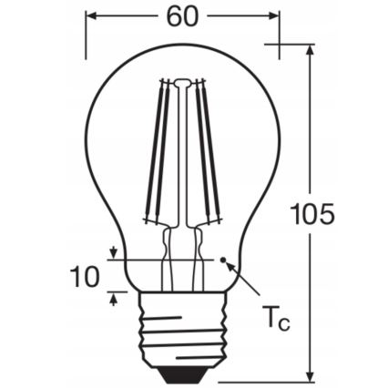 Комплект от 5 бр. LED крушки Base Classic Filament A60 E27/7W/230V 4000K - Osram