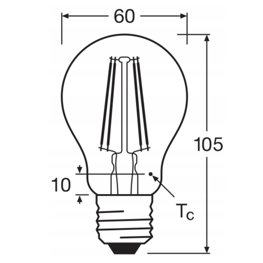 Комплект от 5 бр. LED крушки Base Classic Filament A60 E27/7W/230V 4000K - Osram