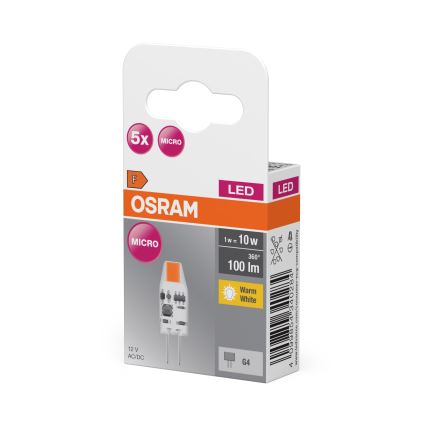 Комплект от 5 енергоспестяващи LED крушки PIN MICRO G4/1W/12V 2700K - Osram