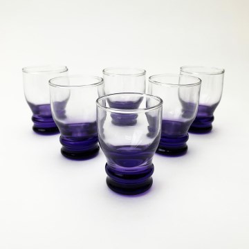 Комплект от 6 броя чаши за ликьор, прозрачни, лилави