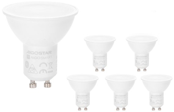 Комплект от 6 димируеми LED RGBW крушки MESH GU10/6,5W/230V 2700-6500K + дистанционно управление - Aigostar