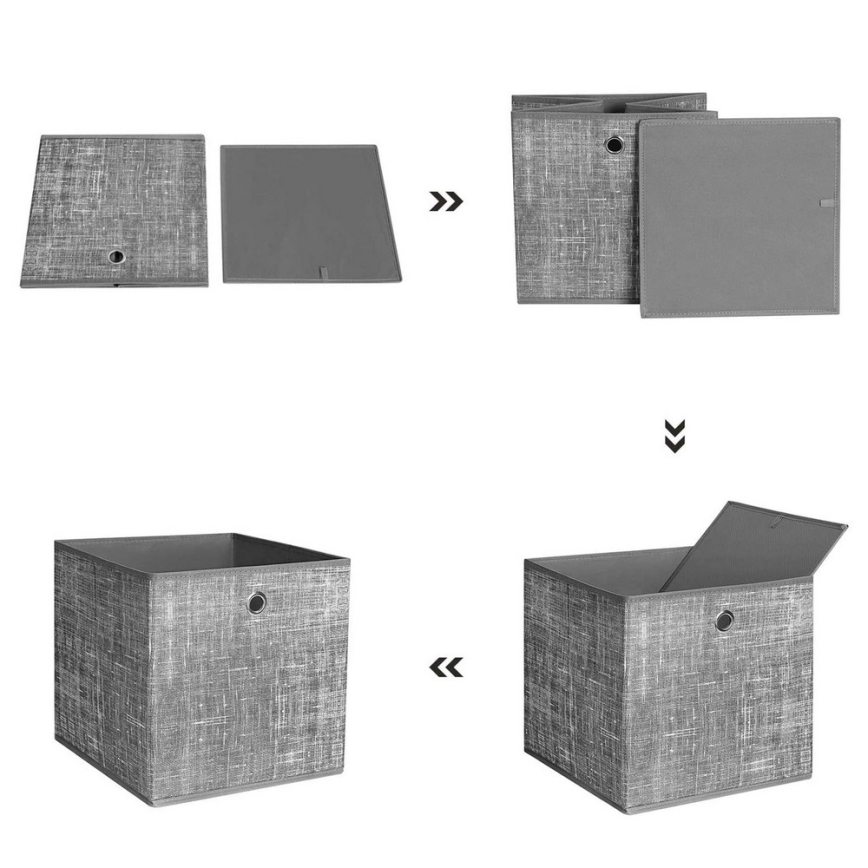 Комплект от 6 кутии за съхранение CURAN 30x30x30 см сиви