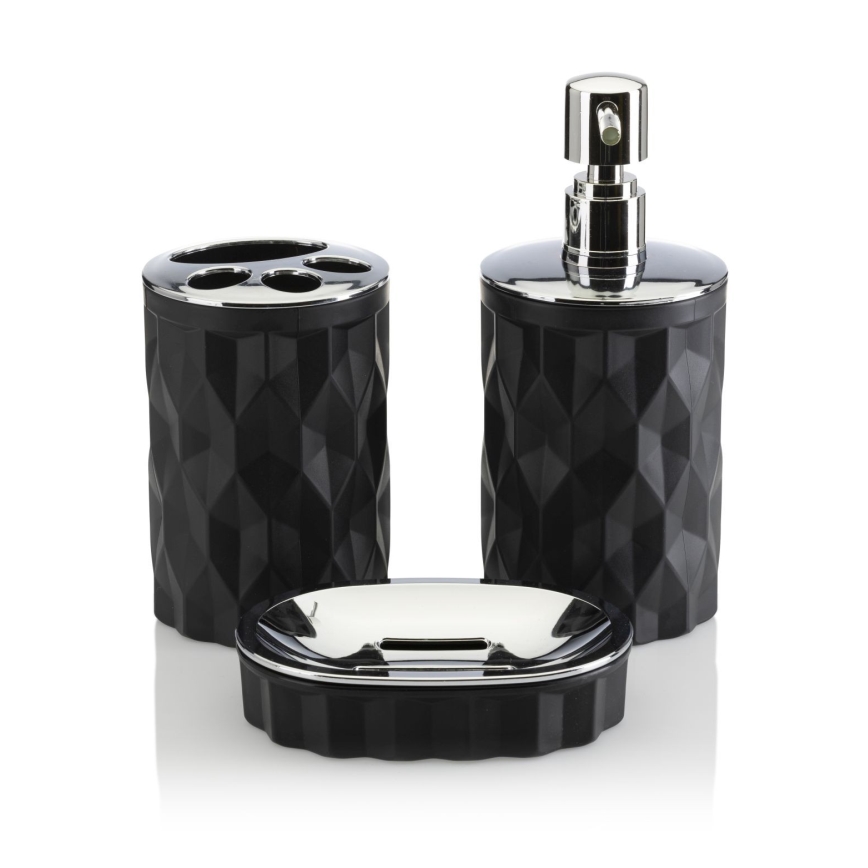 Комплект за баня REINA 5 бр. черен/лъскав хром