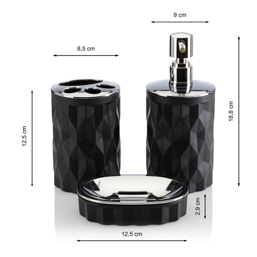 Комплект за баня REINA 5 бр. черен/лъскав хром