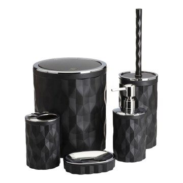 Комплект за баня REINA 5 бр. черен/лъскав хром