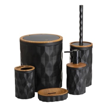 Комплект за баня REINA 5 бр. черен/кафяв