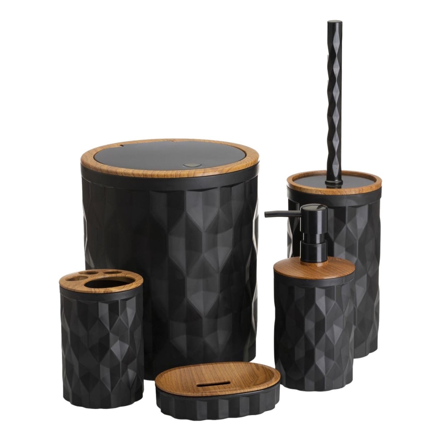 Комплект за баня REINA 5 бр. черен/кафяв