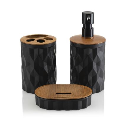 Комплект за баня REINA 5 бр. черен/кафяв