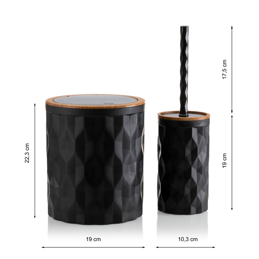 Комплект за баня REINA 5 бр. черен/кафяв