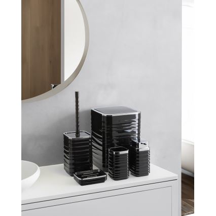 Комплект за баня WAVE 5 бр. черен/лъскав хром