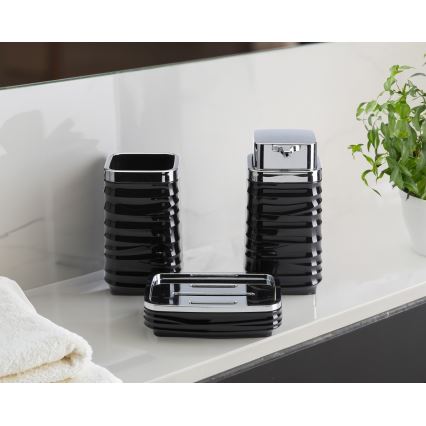 Комплект за баня WAVE 5 бр. черен/лъскав хром