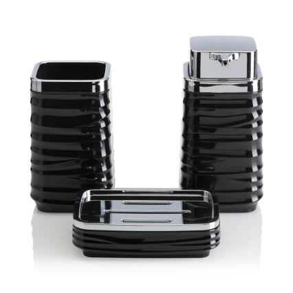 Комплект за баня WAVE 5 бр. черен/лъскав хром