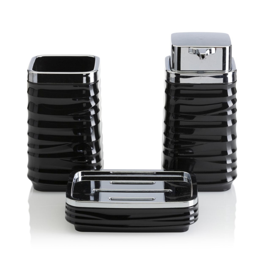 Комплект за баня WAVE 5 бр. черен/лъскав хром