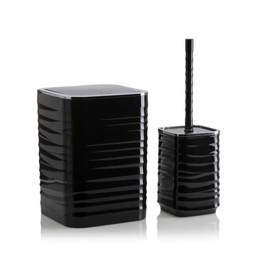 Комплект за баня WAVE 5 бр. черен/лъскав хром