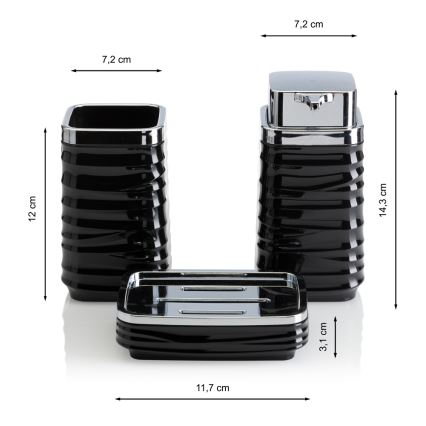 Комплект за баня WAVE 5 бр. черен/лъскав хром