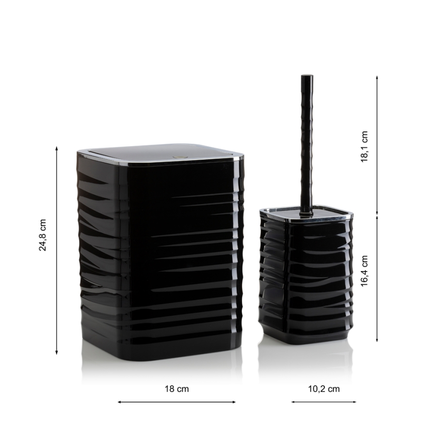 Комплект за баня WAVE 5 бр. черен/лъскав хром