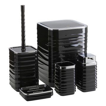 Комплект за баня WAVE 5 бр. черен/лъскав хром