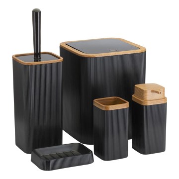 Комплект за баня ZOYA 5 бр. черен/кафяв