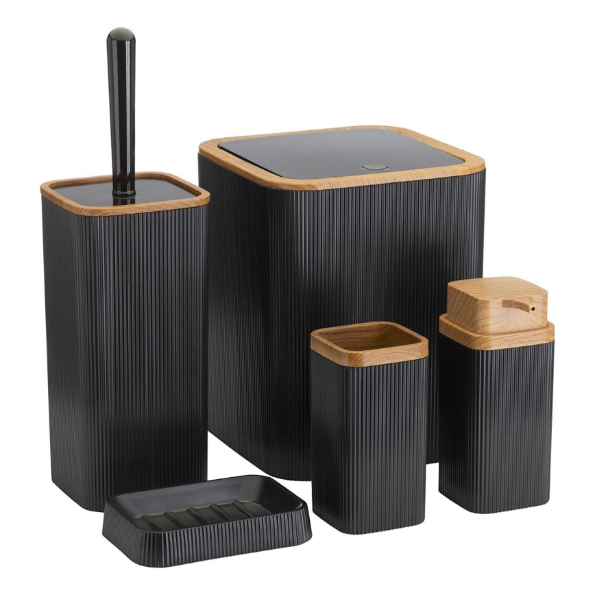 Комплект за баня ZOYA 5 бр. черен/кафяв