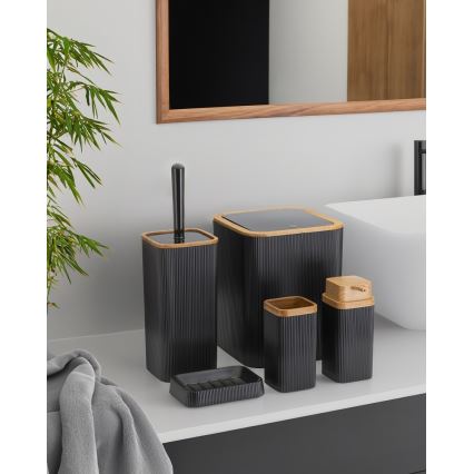 Комплект за баня ZOYA 5 бр. черен/кафяв