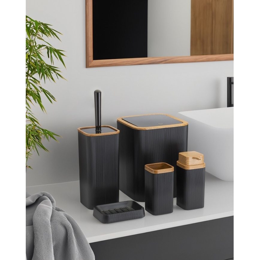 Комплект за баня ZOYA 5 бр. черен/кафяв