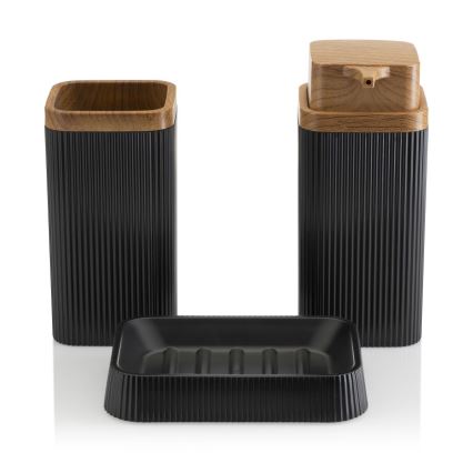 Комплект за баня ZOYA 5 бр. черен/кафяв