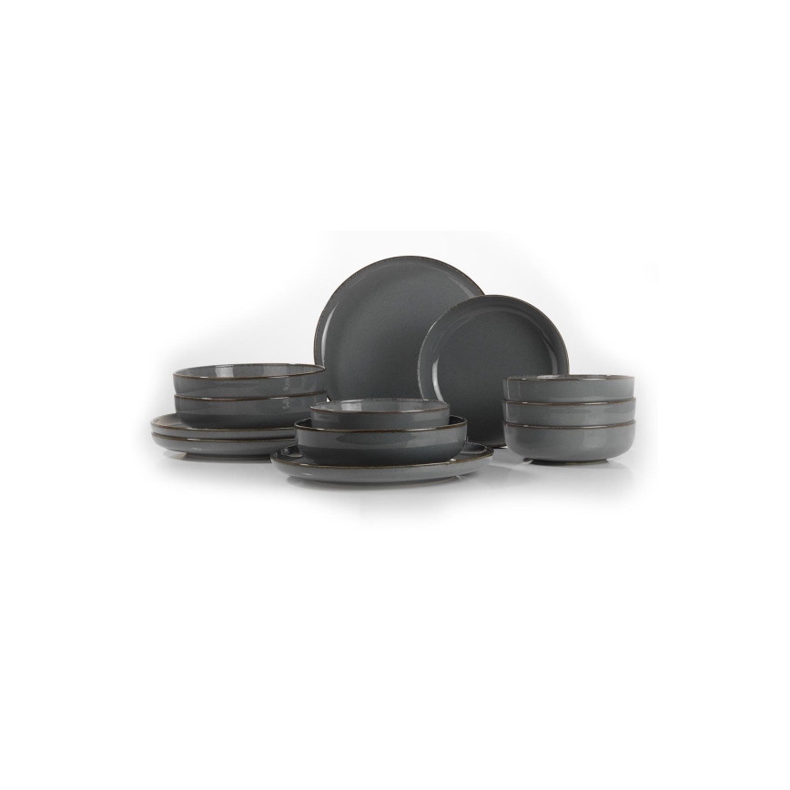 Комплект за хранене 12 части сив/порцелан