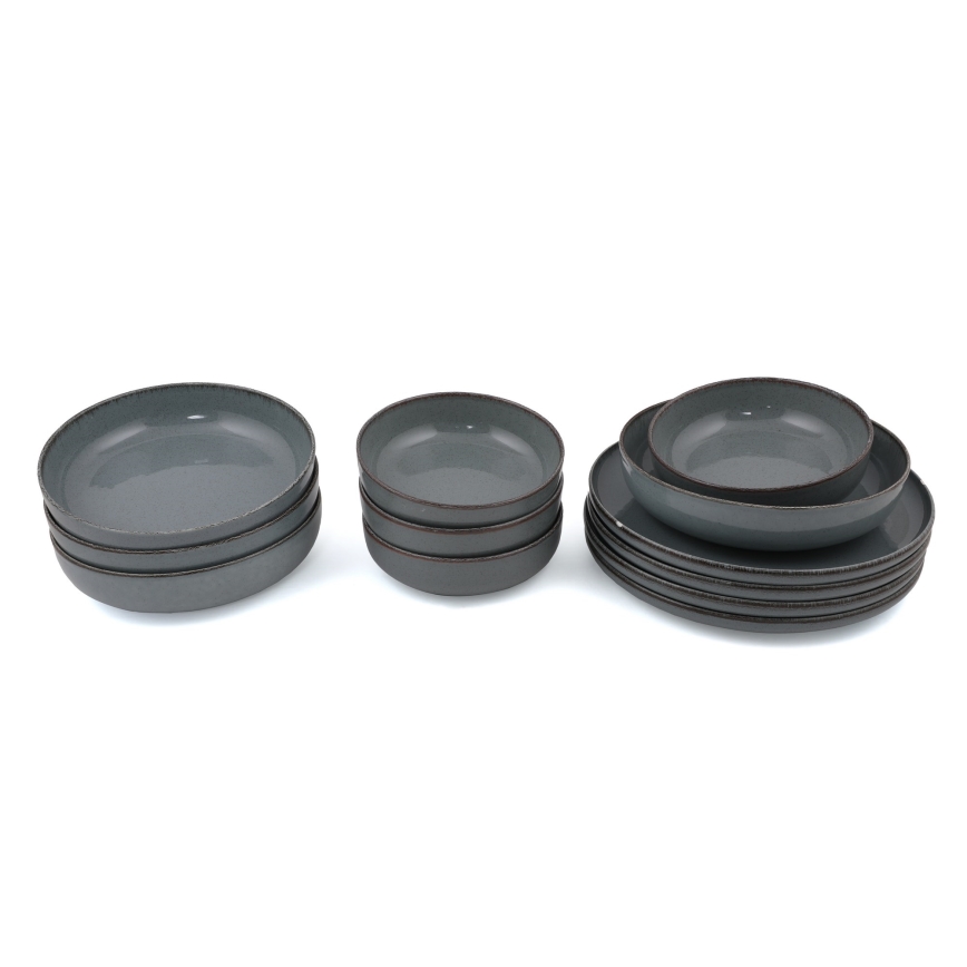 Комплект за хранене 12 части сив/порцелан