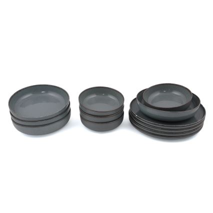 Комплект за хранене 12 части сив/порцелан