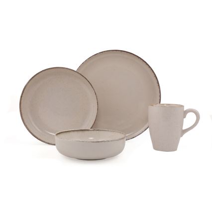 Комплект за хранене, 16 части, бежов/порцелан