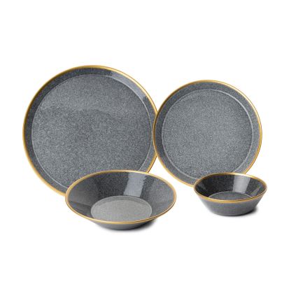 Комплект за хранене 16 части антрацит/злато/порцелан