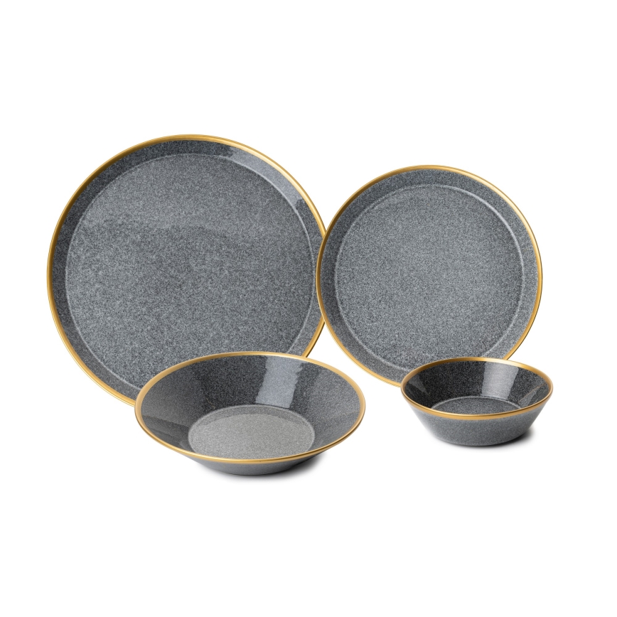 Комплект за хранене 16 части антрацит/злато/порцелан