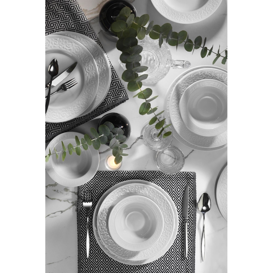 Комплект за хранене 18 части бял/порцелан