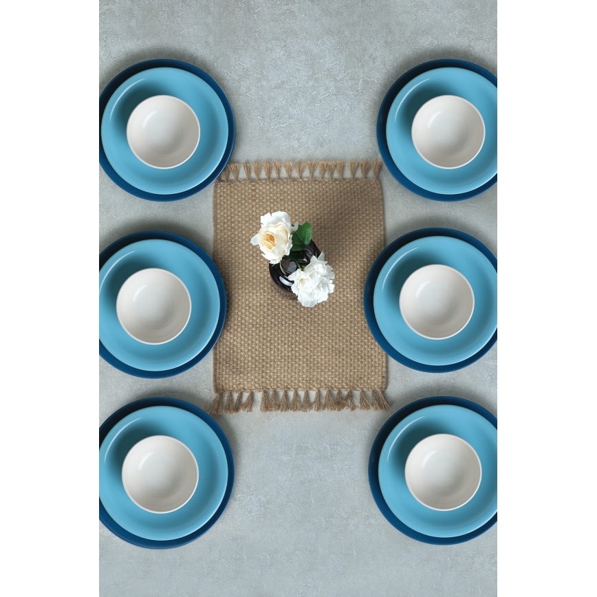 Комплект за хранене 18 части синьо/бяло/керамика