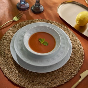 Комплект за хранене, 18 части, бял порцелан