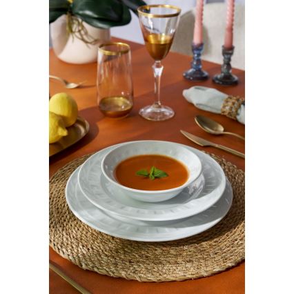 Комплект за хранене, 18 части, бял порцелан