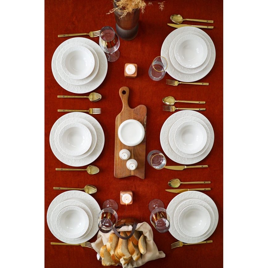 Комплект за хранене 18 части бял/порцелан