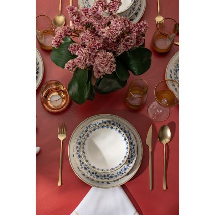 Комплект за хранене 18 части, бял/син, порцелан