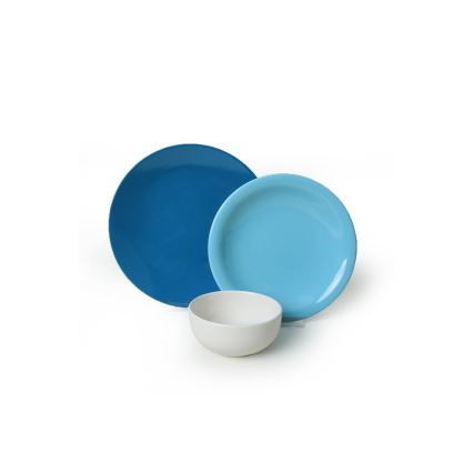 Комплект за хранене 18 части синьо/бяло/керамика